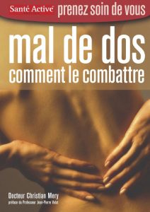 Mains rassemblées en bas d'un dos nu en couverture du guide de Santé Active Edition Mal de dos comment le combattre