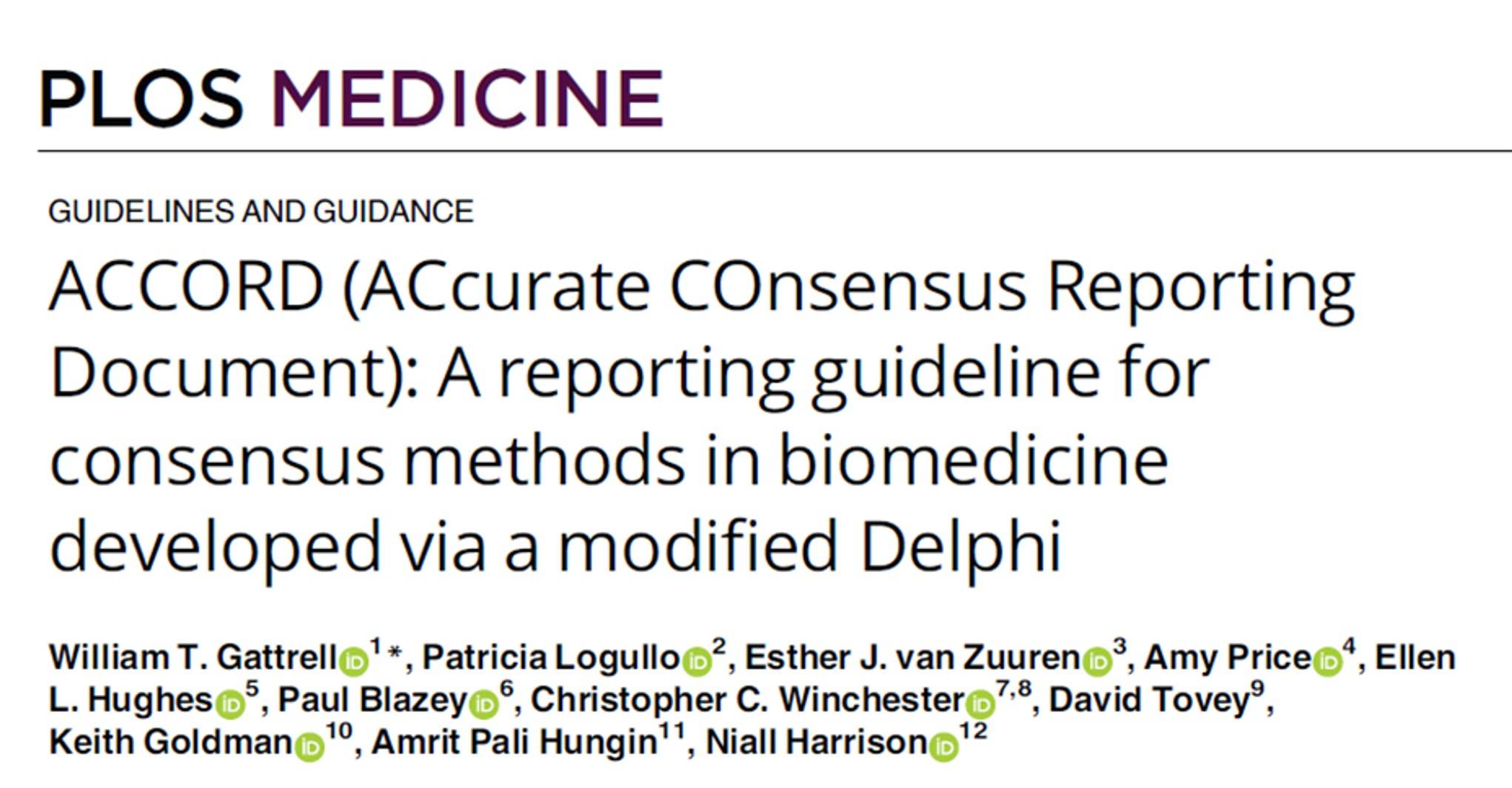 ACCORD reporting guideline